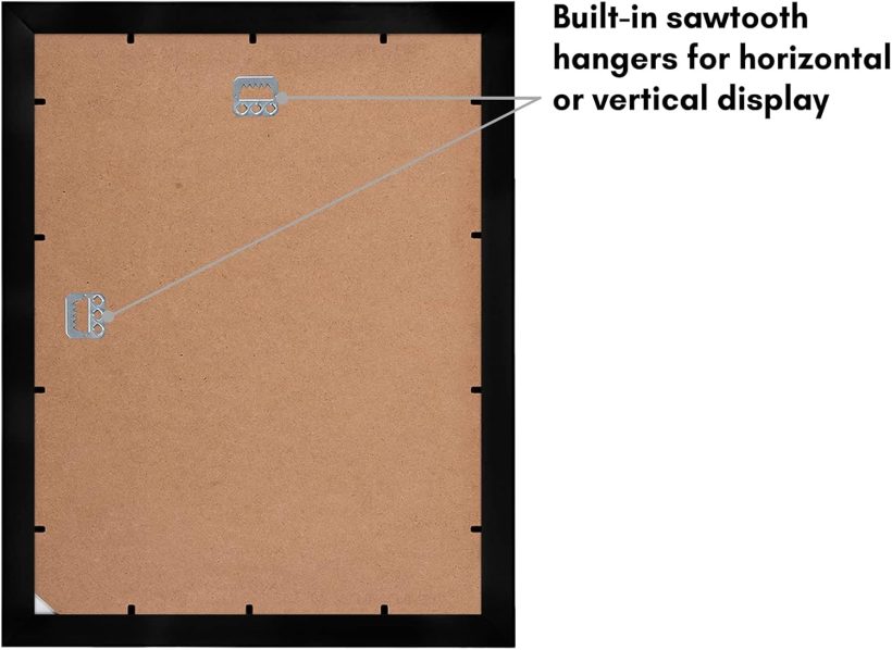 Americanflat 11x14 Picture Frame with Shatter-Resistant Glass - Use as 8x10 Frame with Mat or Display 11x14 Photo Without Mat - Signature Collection - Picture Frames for Wall Display - Black - Image 5