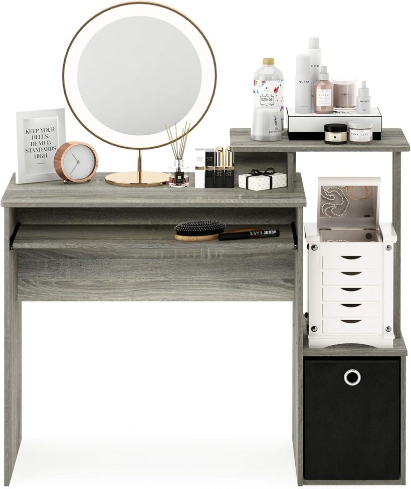 Furinno Econ Multipurpose Home Office Computer Writing Desk, French Oak Grey - Image 8